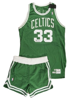 1989/90 Larry Bird Game Worn and Signed Boston Celtics Road Jersey & Shorts
